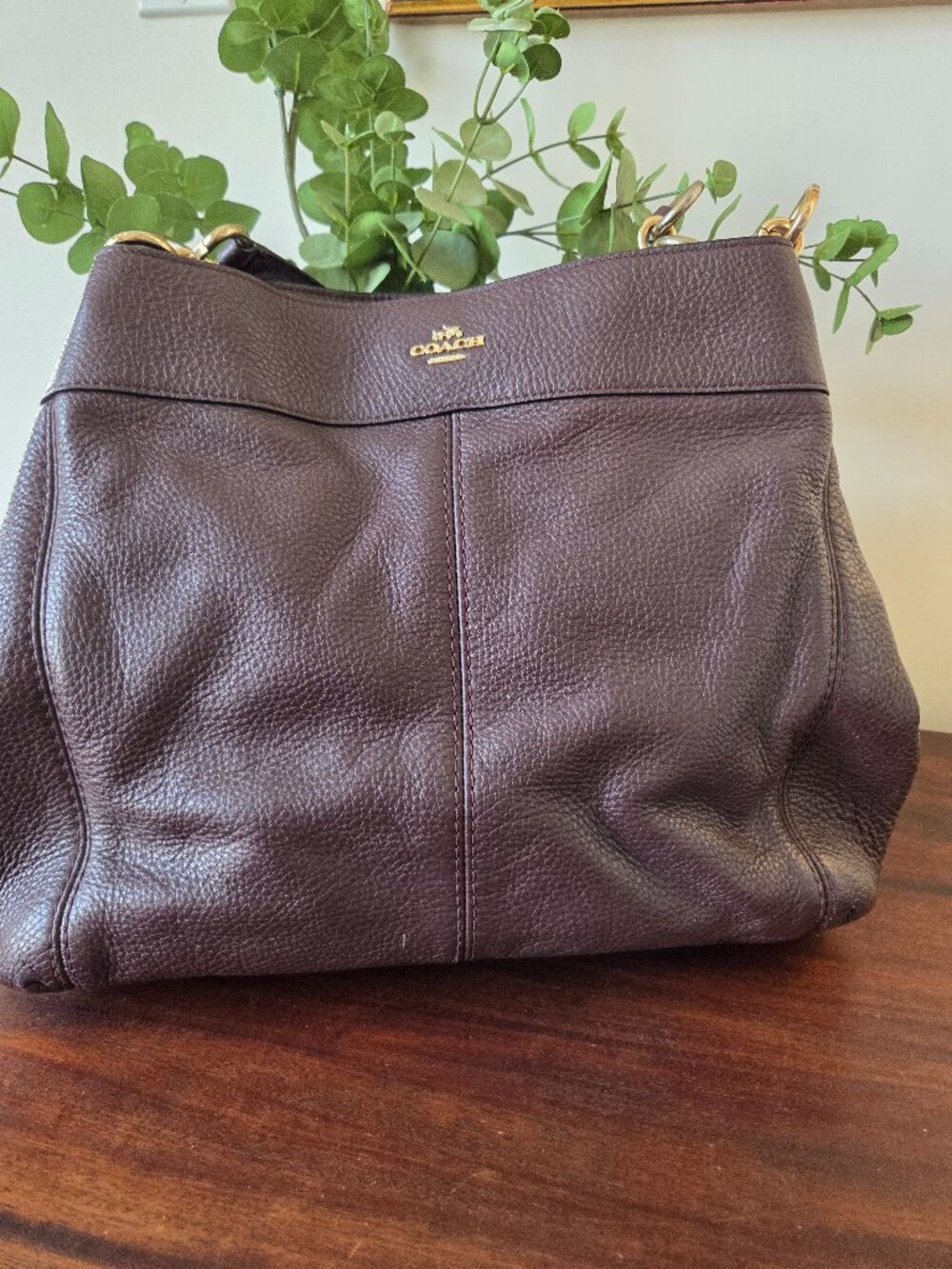 Coach Lexy F57545 leather shoulder bag Oxblood brown hobo